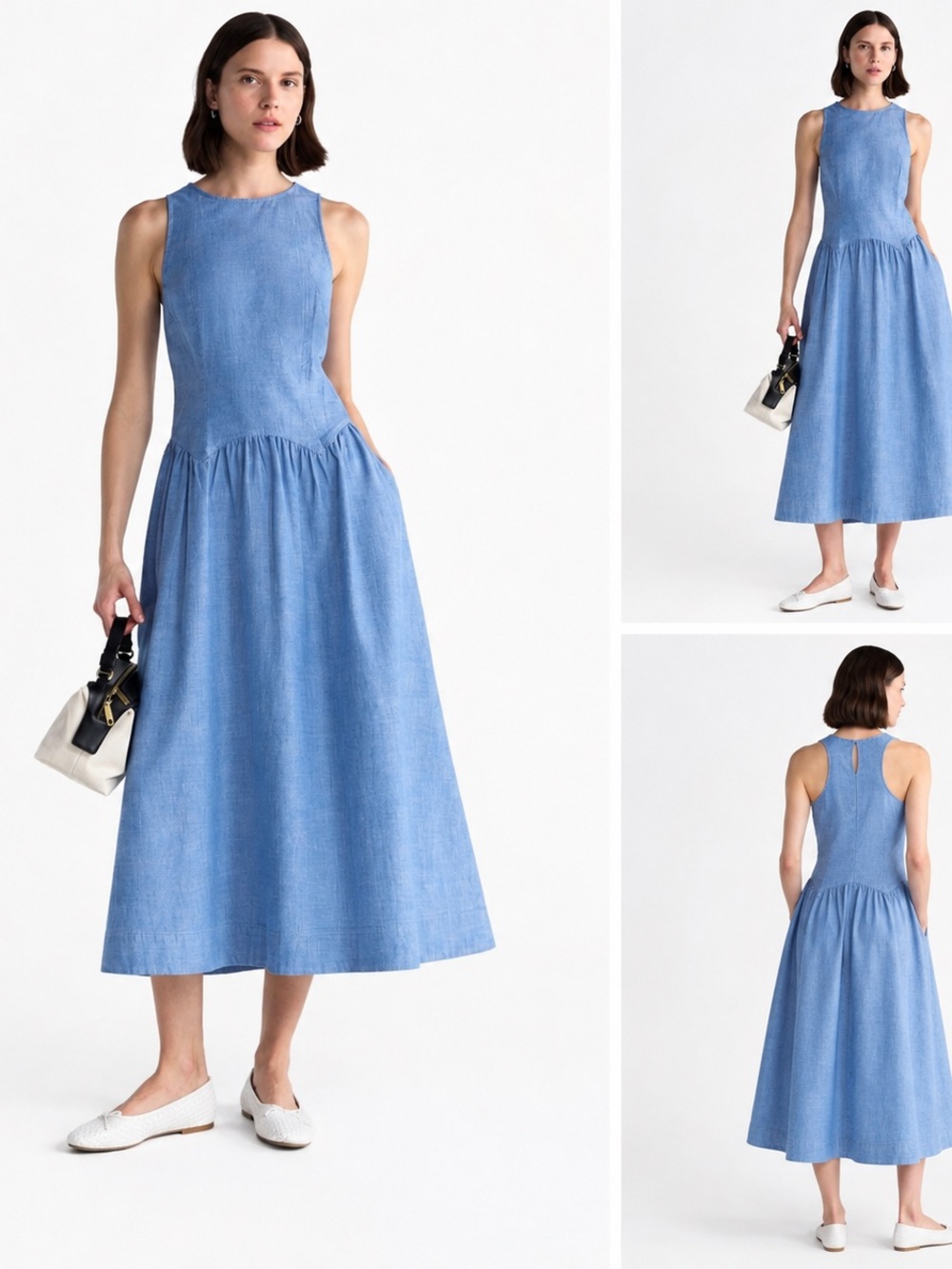 NWT Free Assembly Racer Back Maxi Dress Chambray Size M